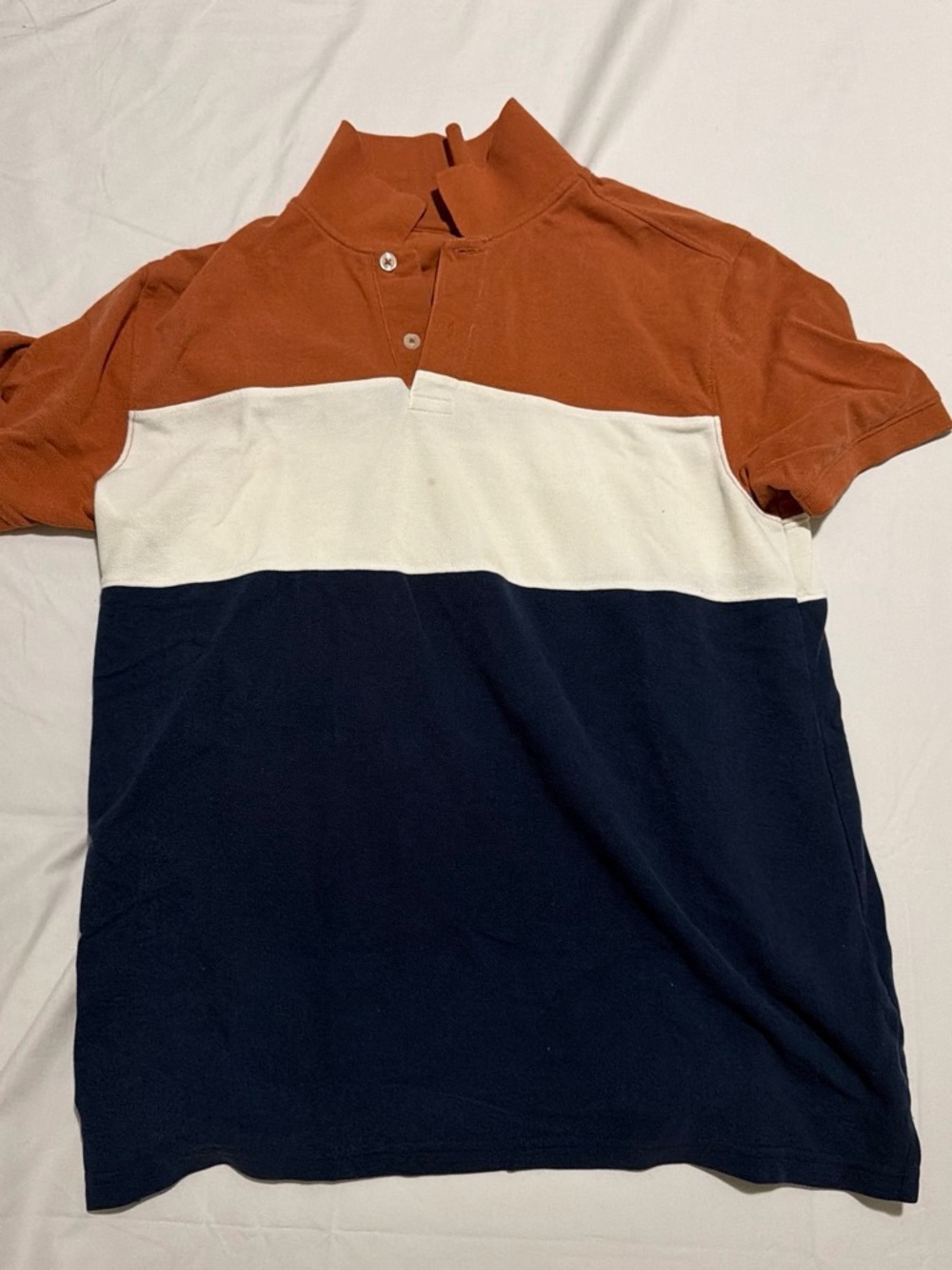 Men's Colorblock Polo Shirt in Rust, White & Navy